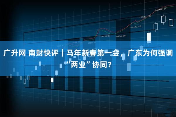 广升网 南财快评｜马年新春第一会，广东为何强调“两业”协同？
